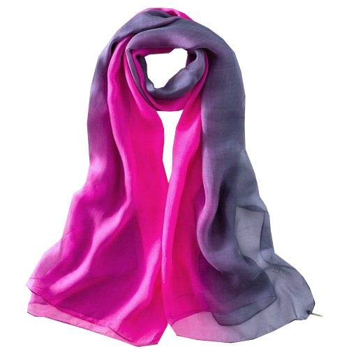 1stAmerican Chiara Aledeschi Foulard/Bufanda 100% Seda para Mujer Fucsia/Grigio Talla única
