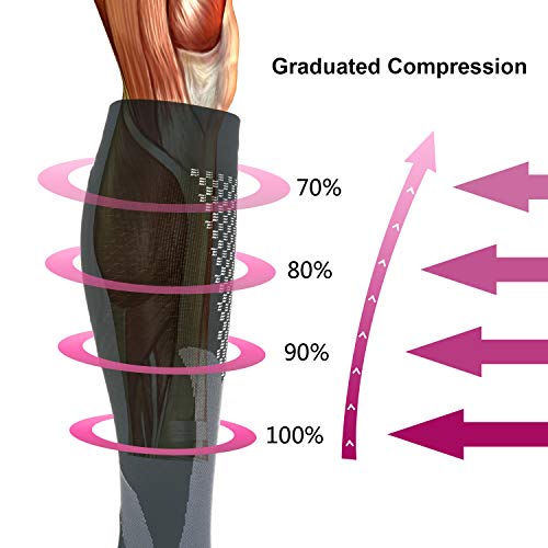 2 Pares Calcetines/Medias de Compresión para Hombres y Mujeres, Running, Deporte, Correr, Senderismo, Volar, Viajar, Varicosas, Embarazo y Médicos (EU 39-41, Negro - 2 Pares)