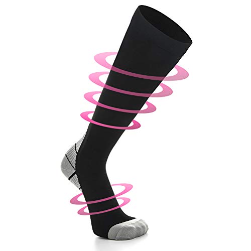 2 Pares Calcetines/Medias de Compresión para Hombres y Mujeres, Running, Deporte, Correr, Senderismo, Volar, Viajar, Varicosas, Embarazo y Médicos (EU 43-46, Gris - 2 Pairs)
