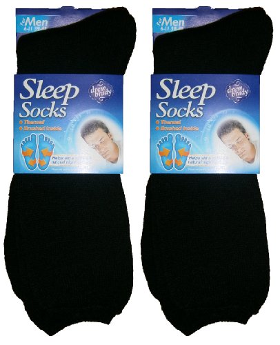 2 pares de calcetines térmicos para dormir Sleep Socks, para hombre, talla 39- 41, de Drew Brady , Hombre, color negro, tamaño 39-46