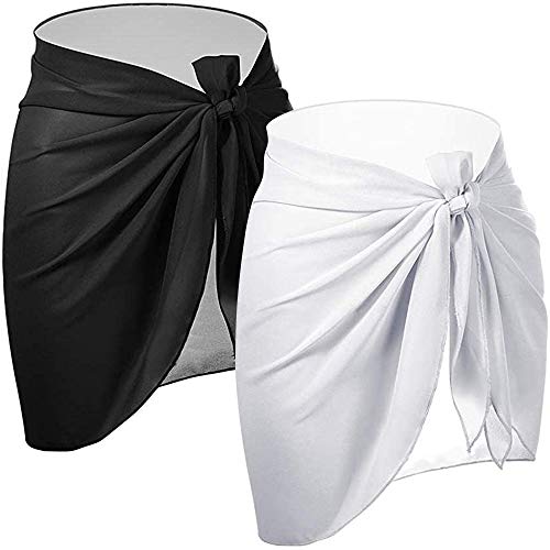 2 Piezas de Pareo de Playa de Mujeres Cubiertas Sarong Falda de Gasa de Bañador