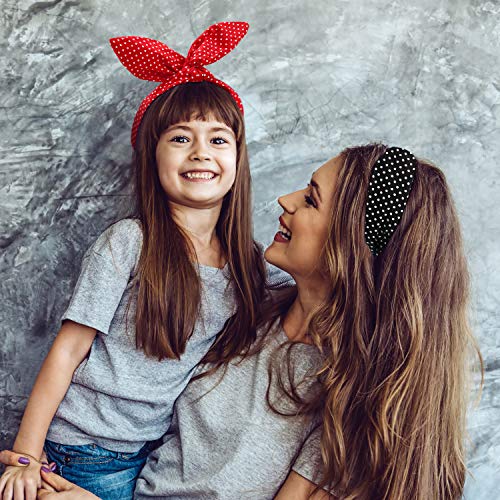 2 Piezas Disdemas de Disfraz de Rosie The Riveter Diademas de Lunares Rojos Disdema Vintage Retro Diadema de Alambre para Mujer y Niña