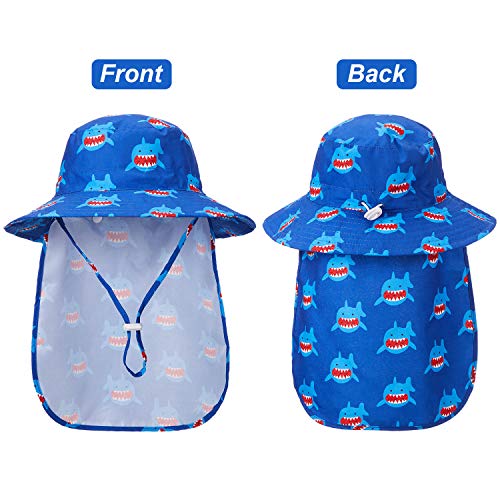 2 Piezas Sombreros de Sol de Bebé Sombrero de Playa de Verano Ajustable de ala Ancha Sombrero de Cubo Deportes al Aire Libre con Solapa de Cuello Removible (48 cm/ 18,9 Pulgadas)