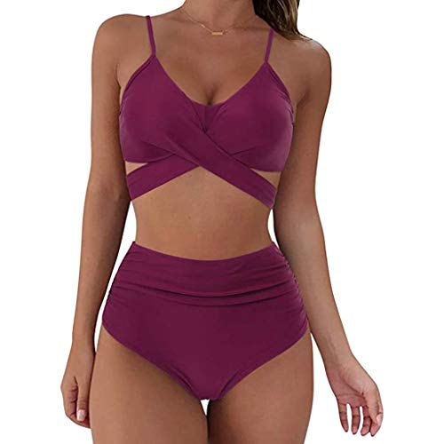 2021 Baño Mujer Sexy Bañador Nuevo Traje de de Moda, Sexy Bikini High Waist Traje de baño de Tops y Braguitas 2 Piezas Push Up Shaping Traje de baño Ropa de Playa Chic Tankini Mujeres Alto Cintura