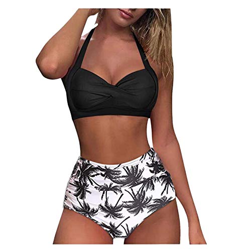 2021 Nuevo Mujer Trajes de Baño Sexy Bikini Mujer Dos Piezas Moda Ropa de Playa Push up Conjunto de Bikinis Color sólido Cuello Halter Bikini Retro Tankinis Beachwear Cintura Alta Bañador