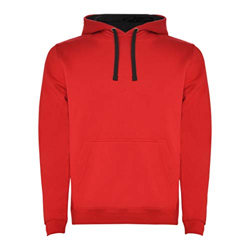 24 JOYAS Sudadera Roja con Capucha Unisex para Niños y Adultos con Bolsillo de Canguro, Deporte y Casual, cómoda Tacto Suave y Cordones Anchos (S)
