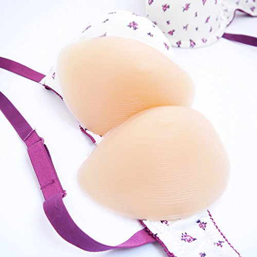 260 g/par – Almohadillas ovaladas de silicona para el pecho de pollo, para sujetadores, trajes de baño, bikini, bandeau bikinis – para copa A, B, C y D – Beige y color transparente beige Talla única