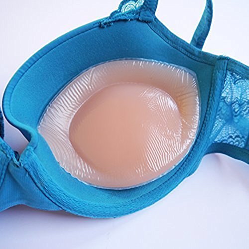 260 g/par – Almohadillas ovaladas de silicona para el pecho de pollo, para sujetadores, trajes de baño, bikini, bandeau bikinis – para copa A, B, C y D – Beige y color transparente beige Talla única