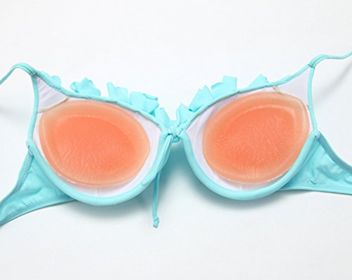 260 g/par – Almohadillas ovaladas de silicona para el pecho de pollo, para sujetadores, trajes de baño, bikini, bandeau bikinis – para copa A, B, C y D – Beige y color transparente beige Talla única