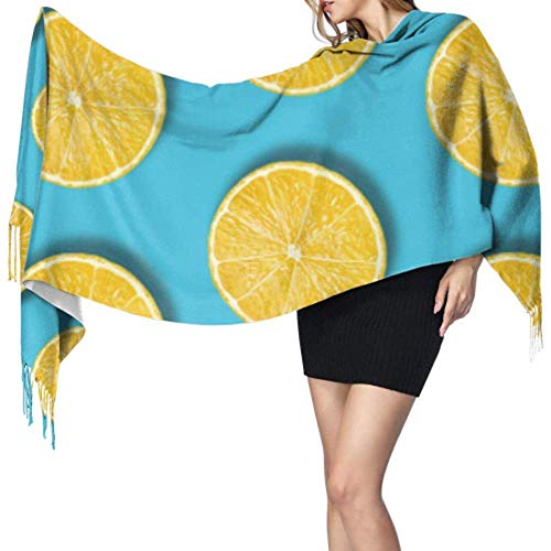 27 'x77' Bufanda ligera Hombres Toronja Fruta amarilla Rodajas de limón Bufanda barata Bufanda para adolescentes Elegante manta cálida grande
