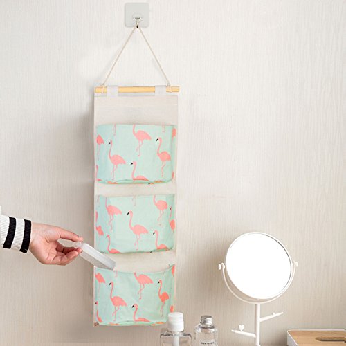 2pcs bolso colgante organizador KAKOO oso polar azul de organizador pared de avestruz verde de colgante algodón organizador de pared