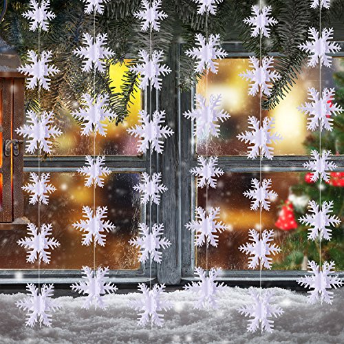 3 Metros de Copo de Nieve Decoraciones Colgantes para Fiesta de Navidad Año Nuevo Decoración Blanca, 36 Piezas