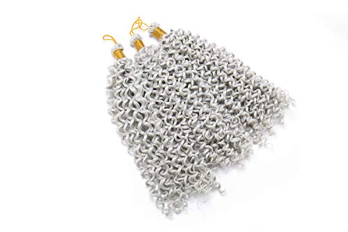 3 Paquetes 35cm Braids Extensión de Cabello Trenzado de Pelo Ondulado de Agua Ombre Peluca Rizado Pedazo de cabello Gris blanco