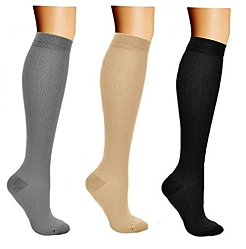 3 Par Medias de Compresión Calcetines de Compresión para Hombres y Mujeres Varices Running Recuperación Muscular Reduce Fatiga Mejorar circulación Sanguínea