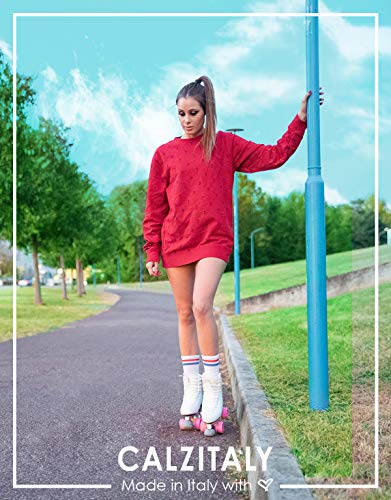 3 PARES – Calcetines de Algodón | Calcetines Deportivos Estilo Vintage | Calcetines con Rayas| Blanco, Gris, Azul, Negro, Verde | 35/38, 39/42, 43/46 | 100% Made in Italy | (Gris+Azúl+Blanco, 39/42)