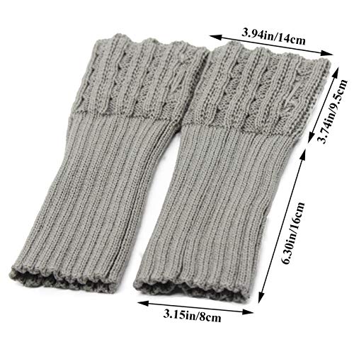 3 Pares Calentadores Piernas Mujer Calcetines de Punto Invierno Tejidos Cálidos Botón Calientapiernas Cortas Ganchillo Cubierta para Botas y Botines (Negro/Gris/Beige)