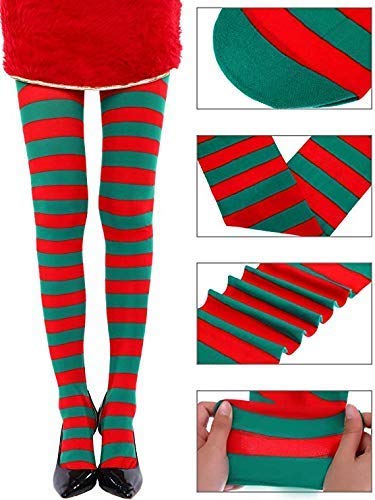 3 Pares pantis mujer de medias rayas mujer Disfraz de Navidad Calcetines Altos de Medias navideñas para mujer San Patricio Fiesta de Disfraz Fiesta Temática Tamaño 110 cm/43.3 pulgadas (style-3)