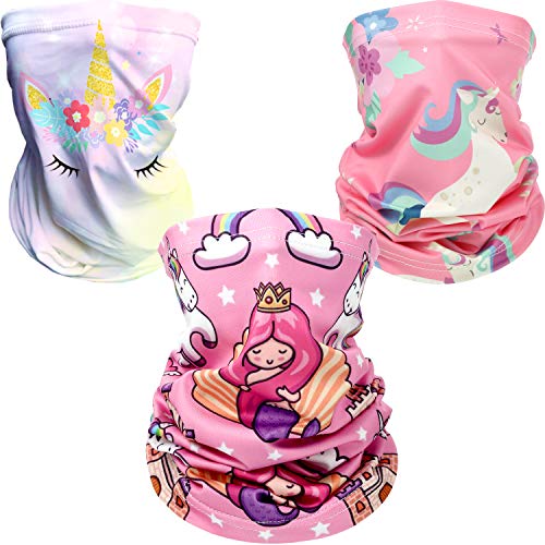 3 Piezas Calentadores Pañuelos Bragas de Cuello de Niños Pañuelo Bufandas de Lana de Invierno Cubierta Facial de Unicornio para Niña Calentador al Aire Libre Protección contra Viento