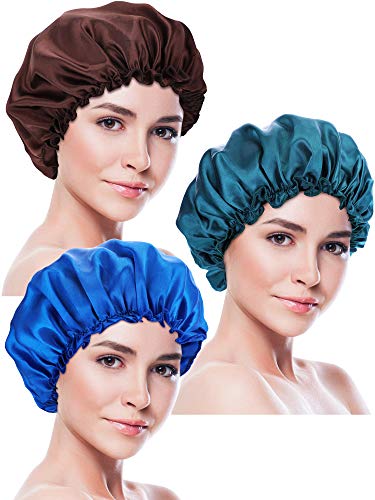 3 Piezas Gorra de Dormir Tapa de la Noche del Capo de Satén para Dormir Turbantes de Cabello Suave para Mujeres y Niñas (Conjunto de Estilos 5)