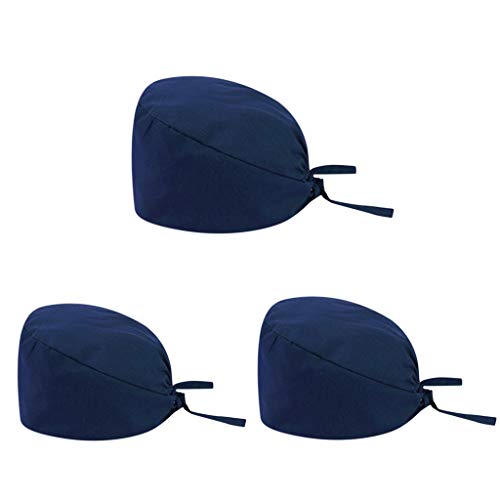 3 Piezas Gorro Quirúrgico Algodón, Gorra Médica Tipo Turbante Bouffant, Sombrero Enfermera, Sombrero de Esteticista