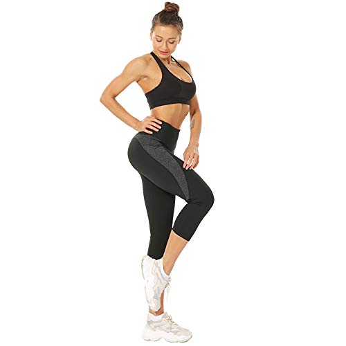 3/4 Leggings Training, Sports for Women, Yoga Leggings. Pantalones de Spandex en el Gimnasio. (Negro A 3/4 Largo, S)