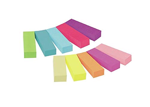 3M Post-It - Marcadores adhesivos para libros Pack 10 x 50 hojas – Notas adhesivas de papel de 12.7 x 44.4 mm – color surtido
