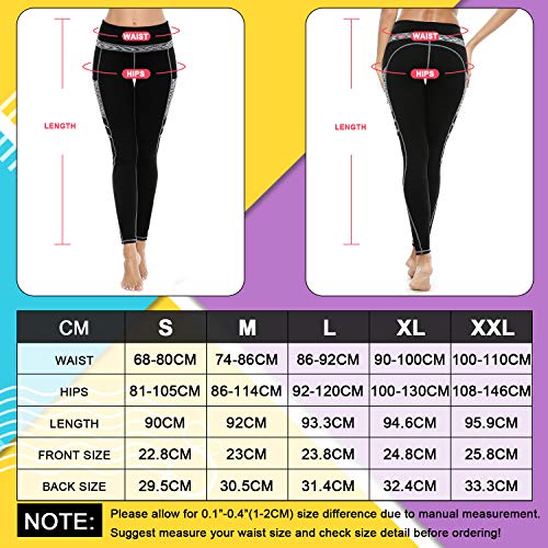 3W GRT Leggings mujer fitness,Mallas Deportivas de Mujer,Pantalones elásticos de yoga con bolsillos laterales,polainas de yoga Fitness,Yoga (Negro&Gris-331, L)