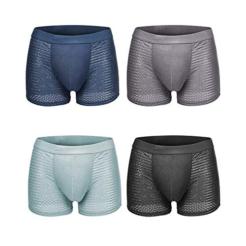 4 paquetes de calzoncillos de hombre, conjunto de ropa interior de seda de hielo, calzoncillos de hombre sin costuras, calzoncillos suaves transpirables, calzoncillos de malla (EU: L, Color 2)