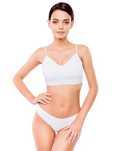 4 Piezas de Sujetador de Camisola de Cuello V Bandeau Bralette sin Costura Sujetador de Dormir con Tirantes para Mujers Chicas (Conjunto de Colores 1, Talla L-XL)