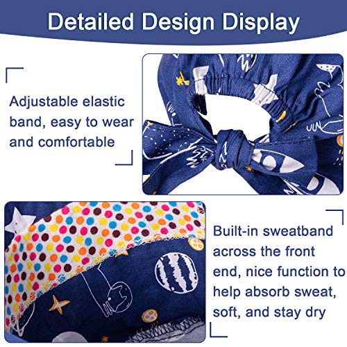 4 Piezas Gorro Bouffant con Botón y Banda de Sudor Ajustable Gorro Mantorral de Tie Back Cubierta de Pelo Estampada para Mujeres Hombres