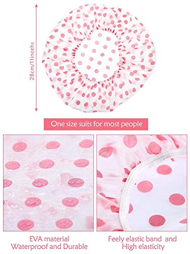 [4 Piezas] Gorros de Ducha, Impermeable Gorros de Ducha Grande Reutilizables Gorro de Baño Elástico, Lavables Banda Gorros de Pelo para Mujeres Niña el Cuidado del Maquillaje Balneario