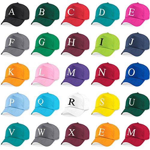4sold Niños Escuela Bordado Gorra Niños Hat Alphabet A - Z Verde Rosa Claro (A)