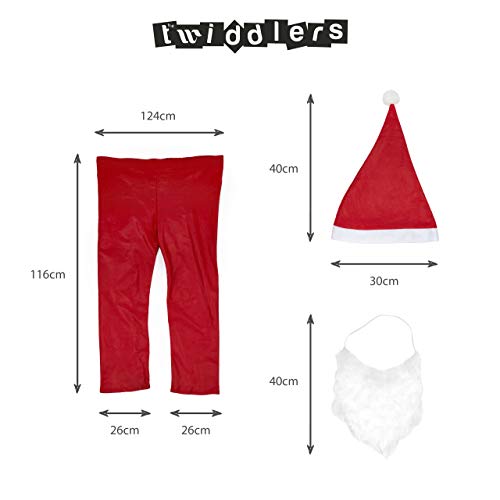 5 Piezas Traje Papá Noel para Adulto| Gorro, Cinturón, Pantalón, Chaqueta, Barba| Cálido y Cómodo de Llevar| Traje Santa Claus de Navidad, Fiesta de Disfraces.
