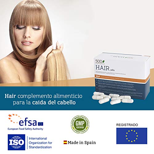 500Cosmetics Hair- Cápsulas Naturales para Prevenir y Evitar la Caída del Pelo con L-Cysteine y Zinc - Mejora el estado del Cabello y Aporta Nutrientes - Para Hombre y Mujer. (5)