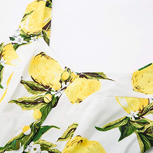 50s Mujeres Verano Peplum Tops Botones Sin Mangas Chaleco Retro Vintage Amarillo BPS02084-1_S