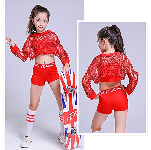 5pcs Girls Modern Jazz Hip Hop Dance Costume Stage Performance Outfit