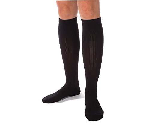 6 Pares Rodilla Alta Calcetines de Compresión - para Hombres y Mujeres (15-20mmHg) Diseño Cómodo Ideales para El Uso Diario, Correr, Embarazo, Vuelos y Viajes de (Negro, L/XL)