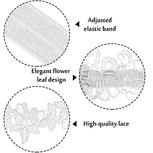 6 Piezas Ligas de Encaje de Boda Liga de Estilo de Flor Hoja Liga Nupcial Liguero Elástico Negro