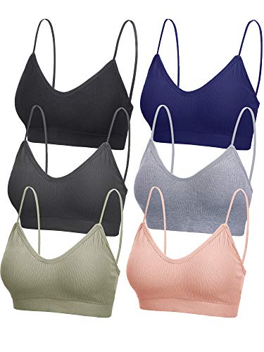 6 Piezas Sujetadores con Rellenos sin Aros y Costuras Sujetador de Tubo con Cuello V Sujetador de Camisola con Tirantes Elásticos Sujetador de Bandeau Triángulo (XL-XXL) (XL-XXL)