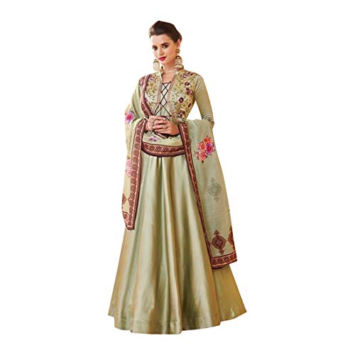 8618 Ready to Wear Listo para Usar Seda Silk Anarkali Salwar Kameez Suit Traje y Bordado de Diseño Pesado Mujeres Muslim Vestido de Mujer Ropa de Fiesta étnica Women Party Wear Abaya Hijab Eid Diwali