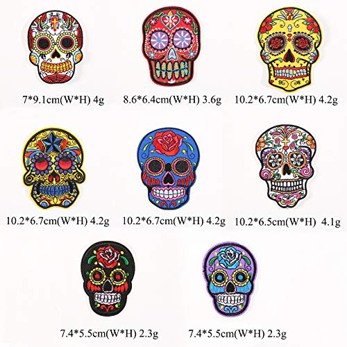 8PZ Parches Stickers para Ropa Parche Termoadhesivo Calavera Rock Punk Parches Apliques Bordados para Ropa, DIY Coser o Planchar Parches Decorativos para Ropa Camiseta Jeans Sombrero Pantalon Bolsas