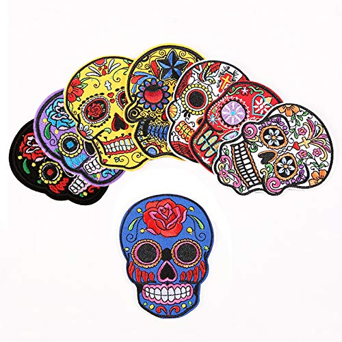 8PZ Parches Stickers para Ropa Parche Termoadhesivo Calavera Rock Punk Parches Apliques Bordados para Ropa, DIY Coser o Planchar Parches Decorativos para Ropa Camiseta Jeans Sombrero Pantalon Bolsas