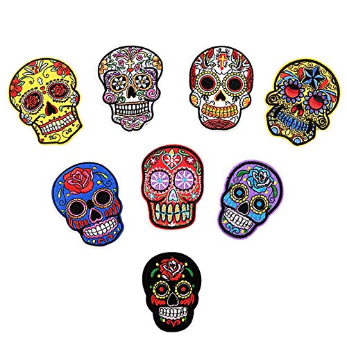 8PZ Parches Stickers para Ropa Parche Termoadhesivo Calavera Rock Punk Parches Apliques Bordados para Ropa, DIY Coser o Planchar Parches Decorativos para Ropa Camiseta Jeans Sombrero Pantalon Bolsas