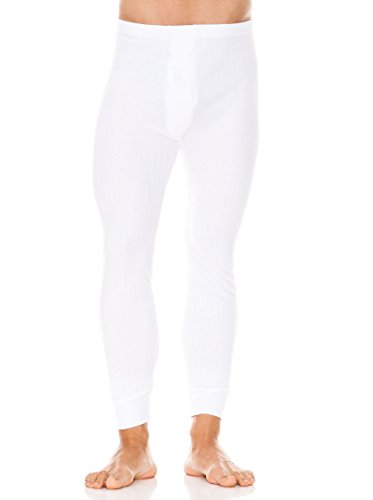 ABANDERADO Calzón Largo Termal Abierto de algodón Pantalones térmicos, Blanco, M/48 para Hombre