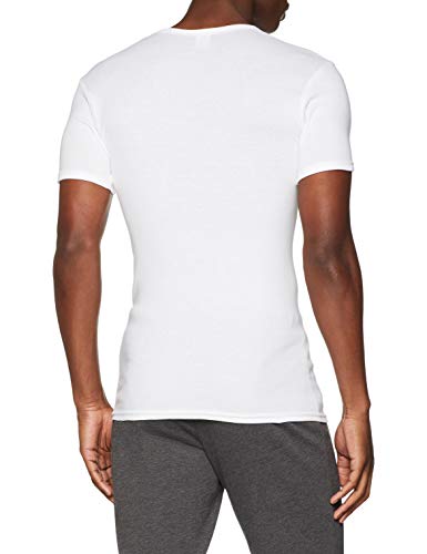 ABANDERADO Camiseta de Manga Corta Cuello Redondo de algodón canalé, Blanco, M para Hombre