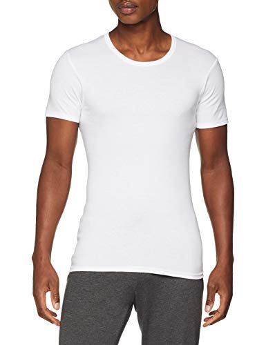 ABANDERADO Camiseta de Manga Corta Cuello Redondo de algodón canalé, Blanco, M para Hombre