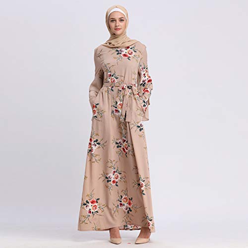 Abaya Musulmana Vestidos Musulmán Vestidos Dubai Turquia de Invierno Maxi Vestido Largos Suelta con Estampado Floral Islámica Árabe Kaftan Dubai para Las Mujeres Ropa Vestidos de Rayón