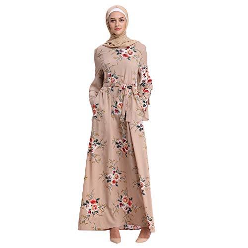 Abaya Musulmana Vestidos Musulmán Vestidos Dubai Turquia de Invierno Maxi Vestido Largos Suelta con Estampado Floral Islámica Árabe Kaftan Dubai para Las Mujeres Ropa Vestidos de Rayón