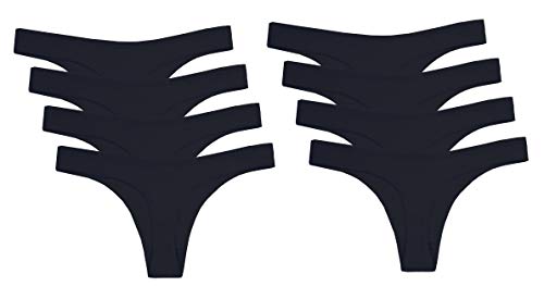 ABClothing 8 Pack Tangas de algodón para Mujer Negro S