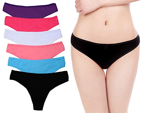 ABClothing Pack de 6 Mujeres Sexy Tanga de algodón Tanga Tangas Tanga Ropa Interior Vary XL